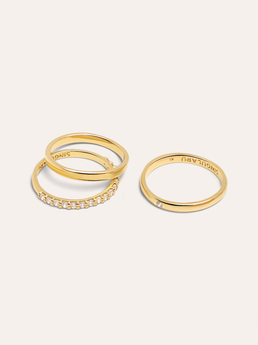 singularu Pack 3 Anillos Choices Baño Oro Descuento por venta flash