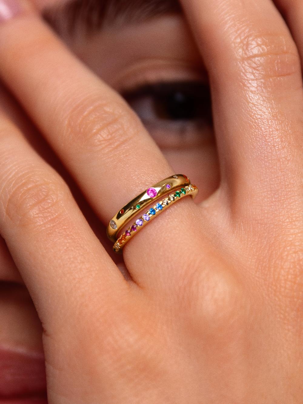 singularu Anillo Cleo Colors Plata Baño Oro Ofertas de temporada