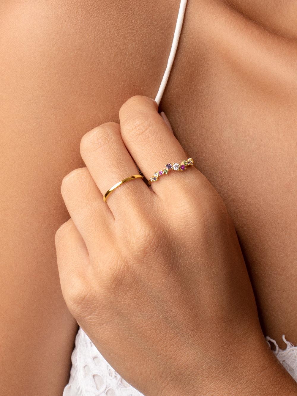 singularu Anillo Estellar Colors Plata Baño Oro Grandes ahorros