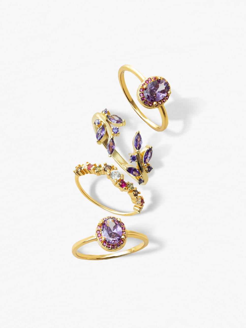 singularu Anillo Estellar Colors Plata Baño Oro Grandes ahorros
