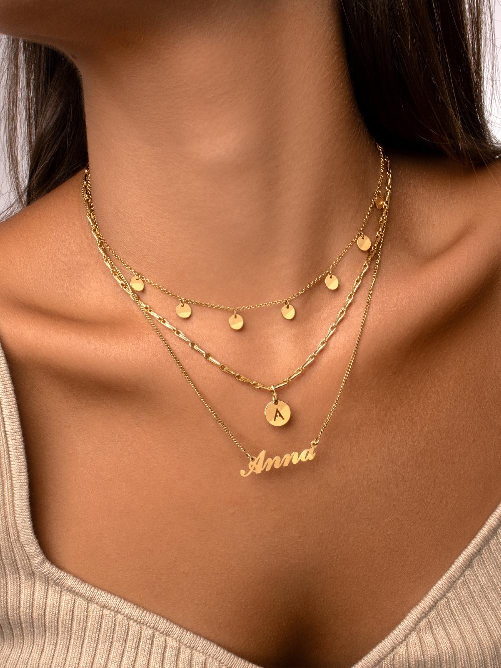 singularu Collar Personalizado Carrie Plata Baño Oro Ofertas