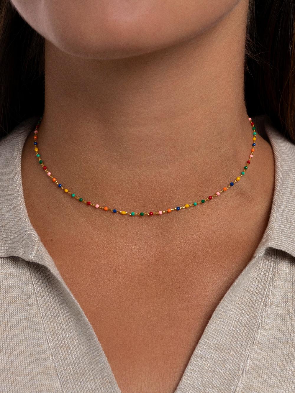 singularu Collar Dots Colors Enamel Plata Baño Oro Liquidación