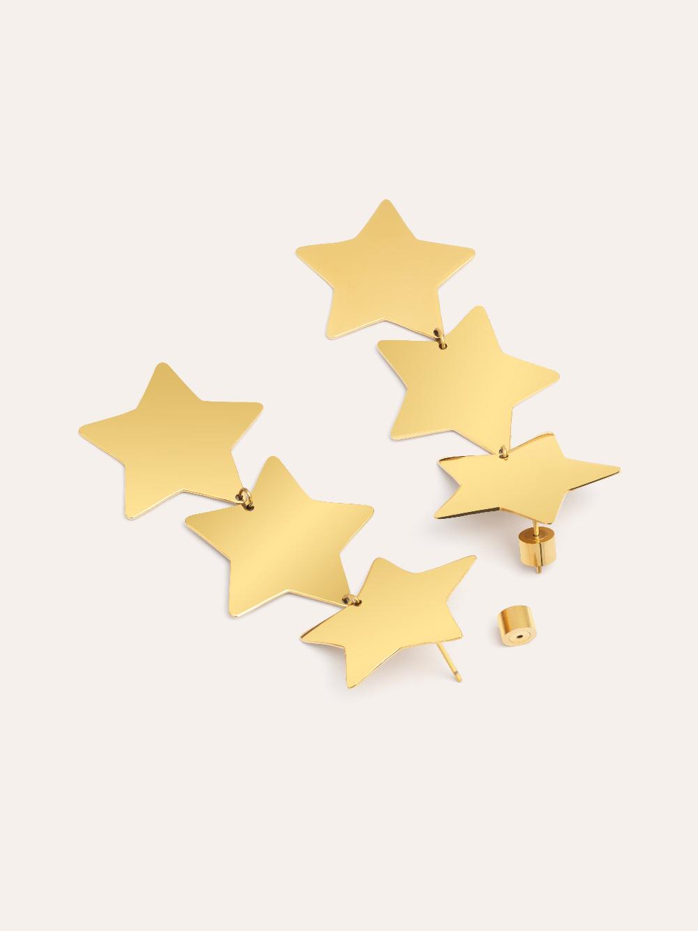 singularu Pendientes Big Stars Acero Baño Oro COMPRAR AHORA