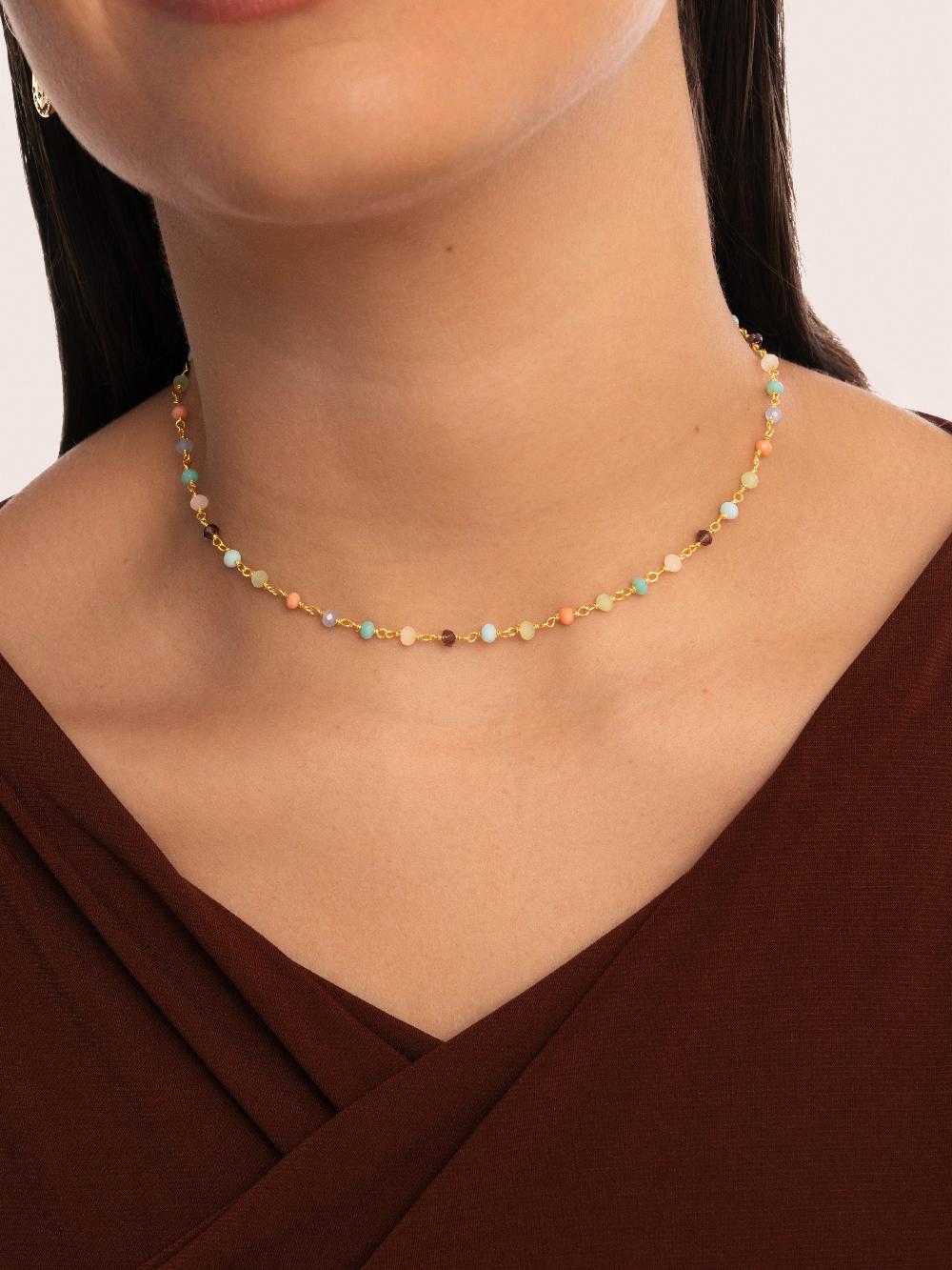 singularu Collar Crystals Colors Plata Baño Oro Promoción por tiempo limitado