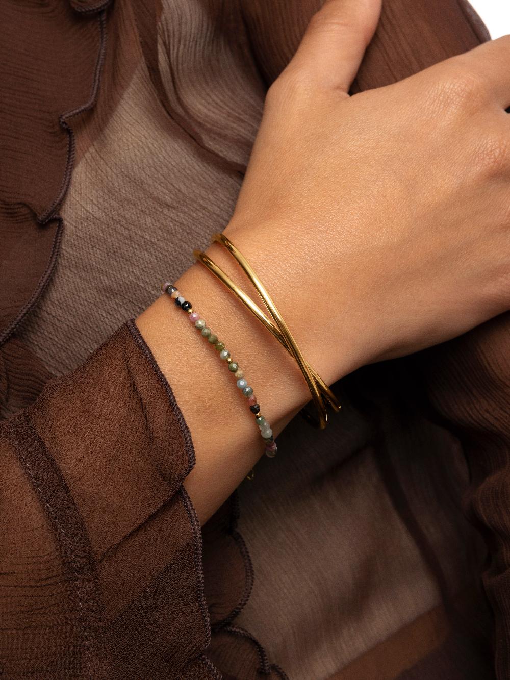 singularu Pulsera Altea Dots Tourmaline Syra Acero Baño Oro Liquidación