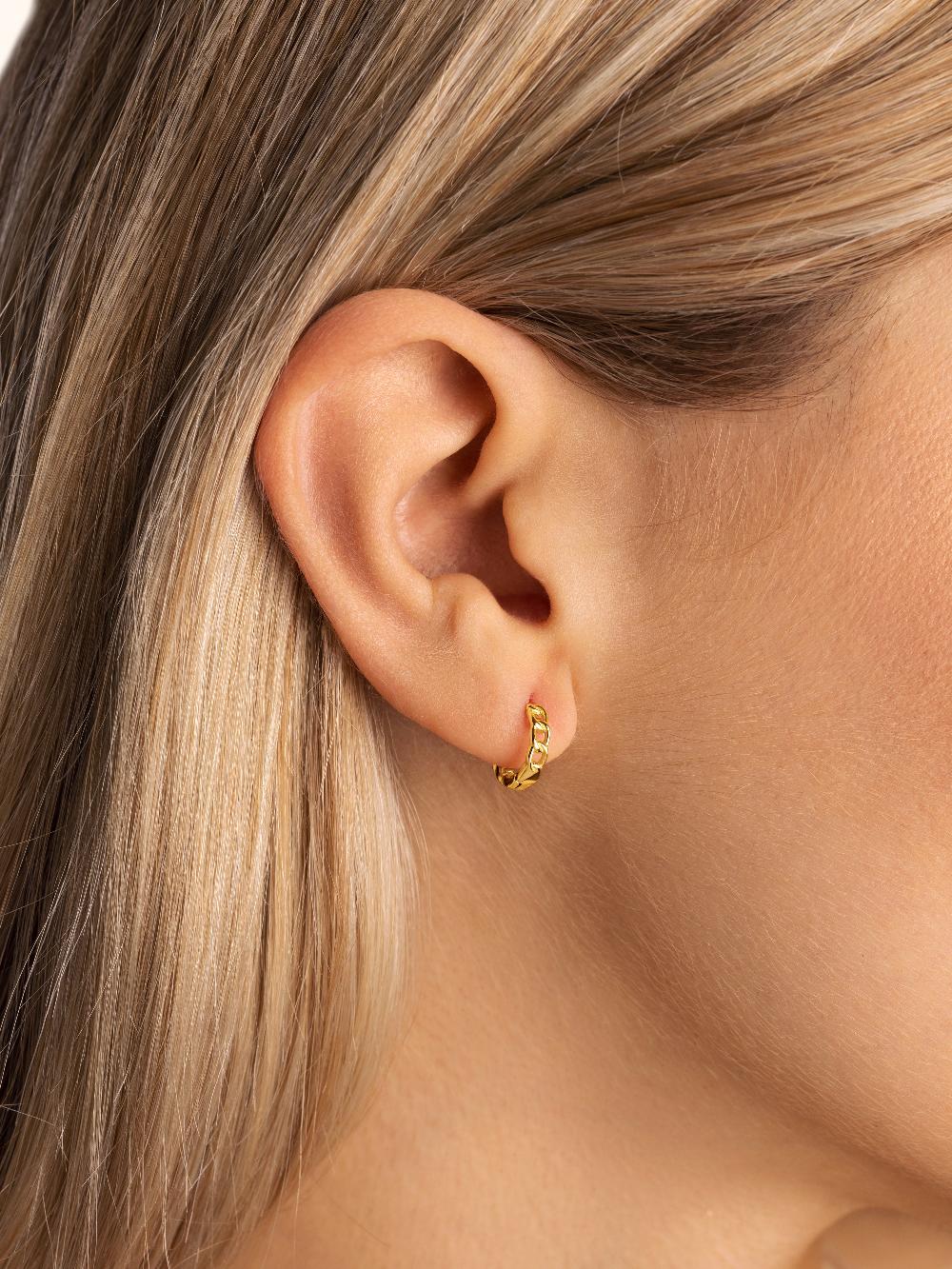 singularu Pendiente Suelto Aro Chain S Plata Baño Oro Oferta exclusiva