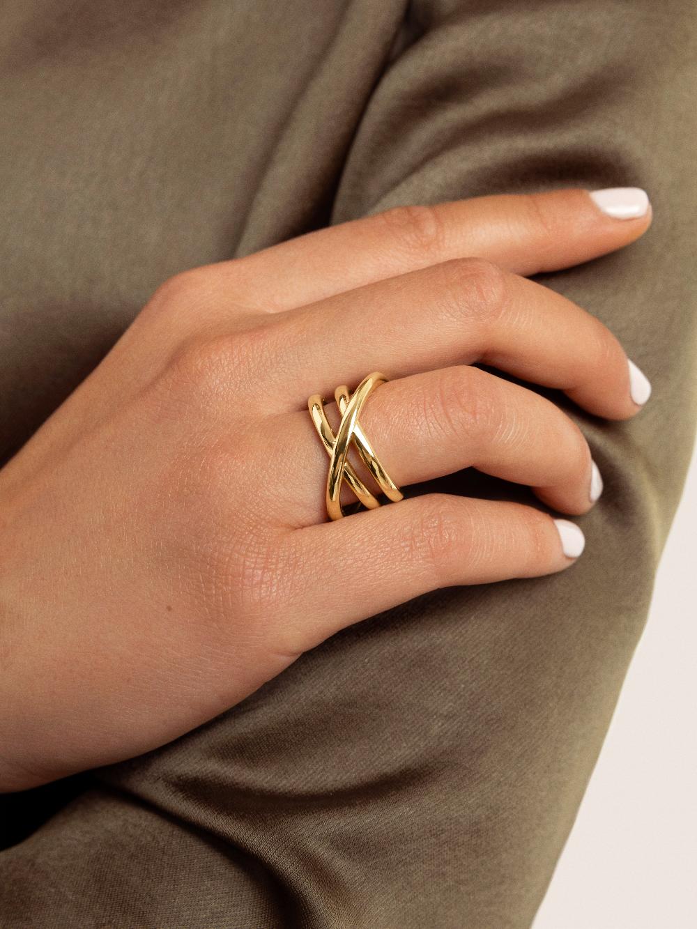 singularu Anillo Trinity Baño Oro Gran oferta