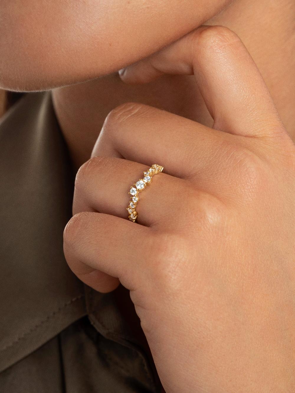 singularu Anillo Estellar Plata Baño Oro Descuento