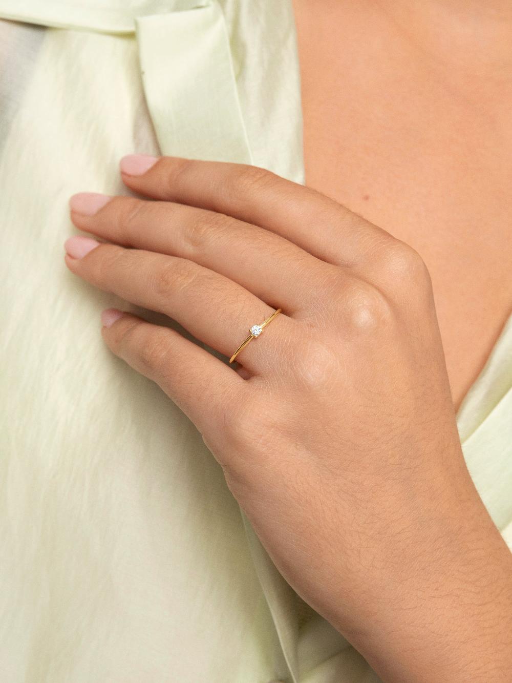 singularu Anillo Single Spark Plata Baño Oro Tienda