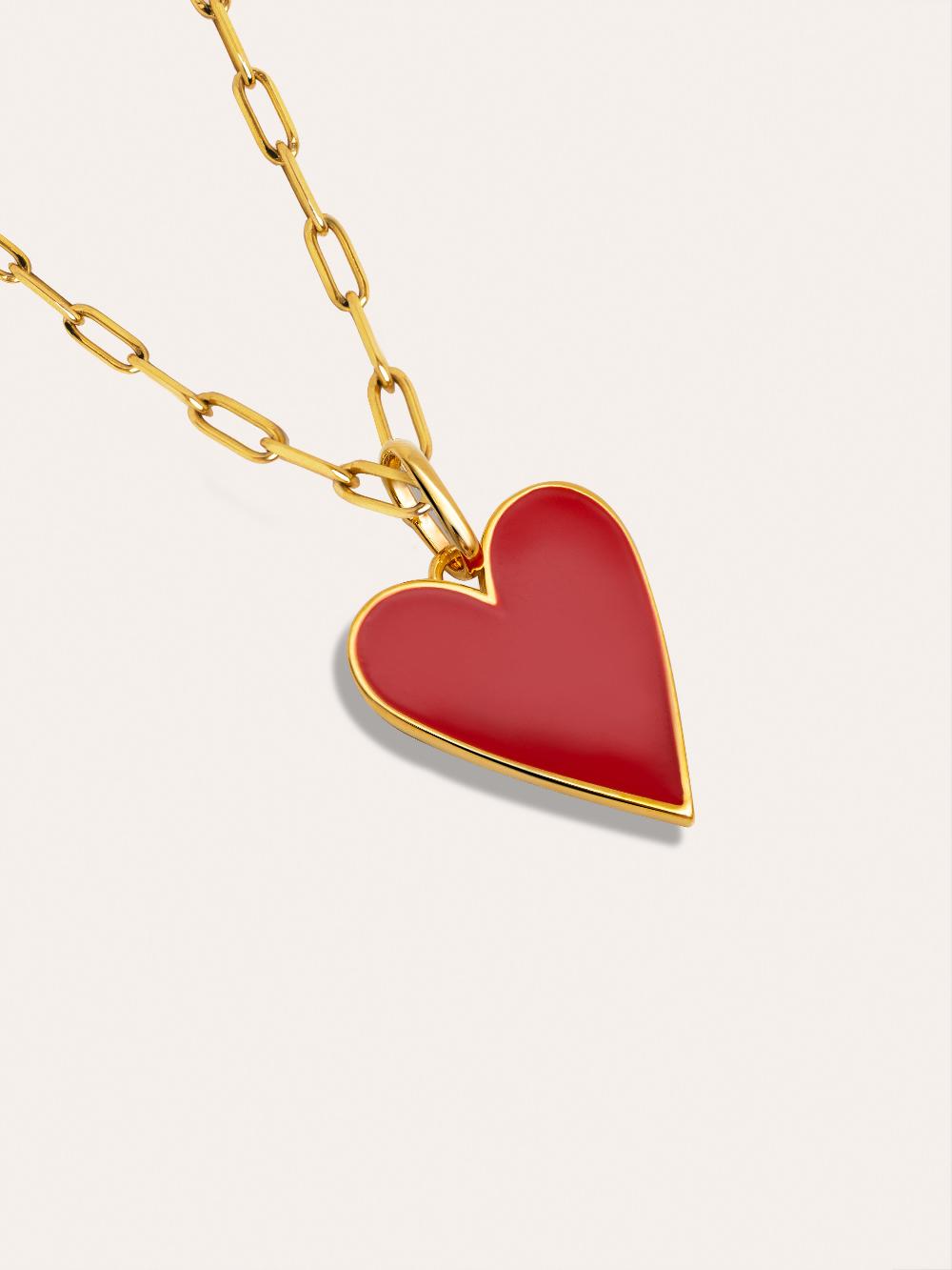 singularu Collar Lovely Heart Red Enamel Baño Oro Últimos 2 días