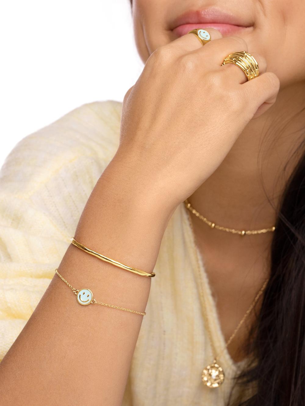 singularu Pulsera Smiley Sky Enamel Baño Oro Envío internacional gratuito