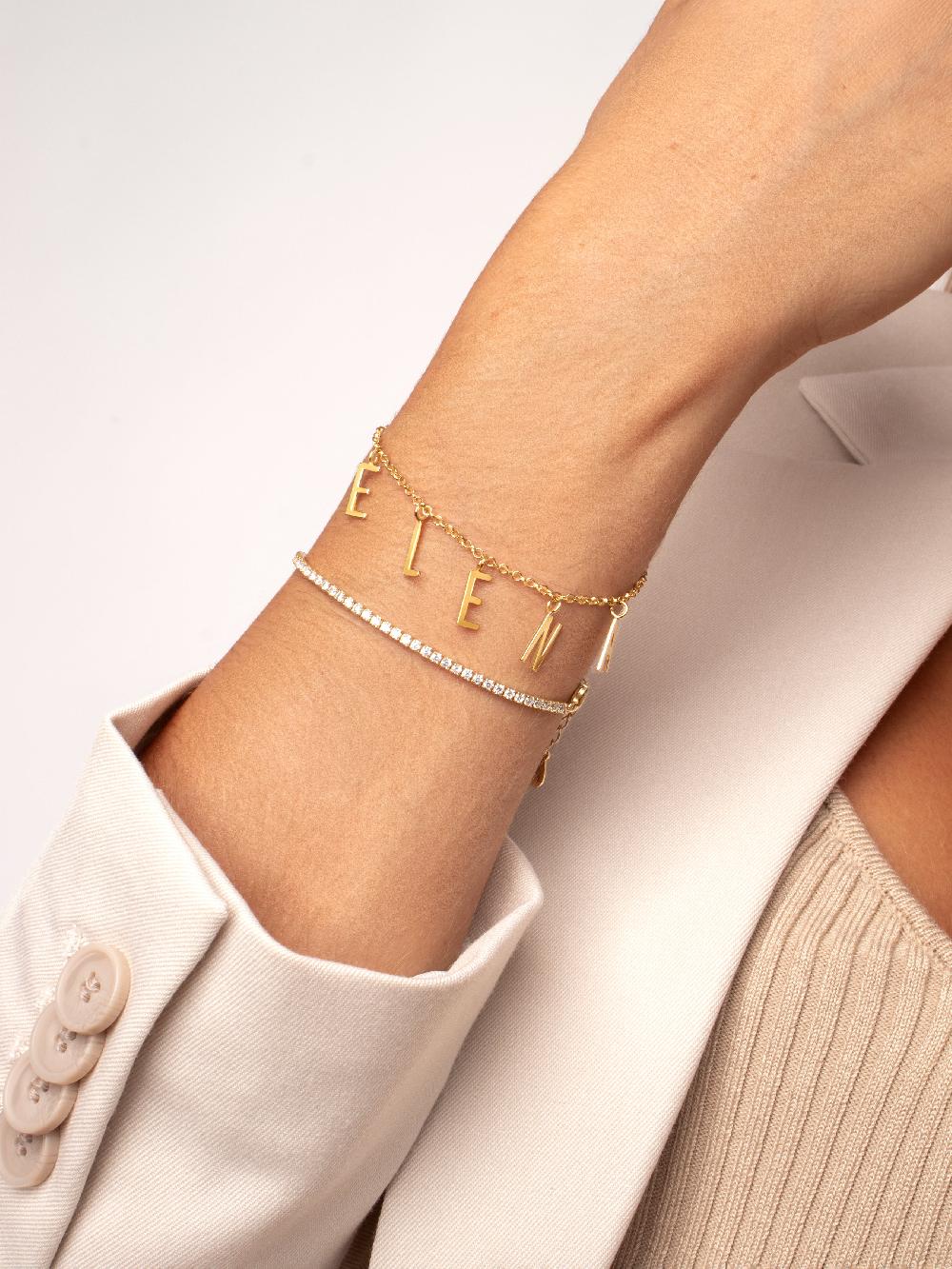singularu Pulsera Personalizada Letters Plata Baño Oro Tienda de fábrica