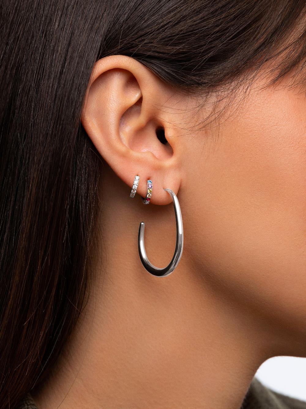 singularu Pendiente Suelto Aro Cleo M Colors Plata En oferta