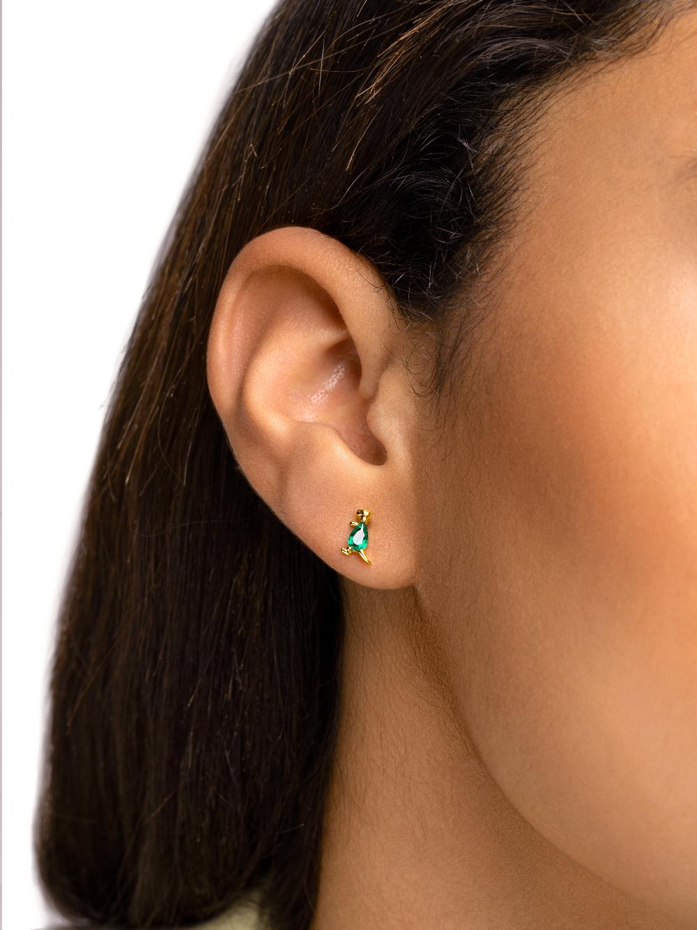 singularu Pendiente Suelto Dino T Rex Green Plata Baño Oro Descuento por venta flash