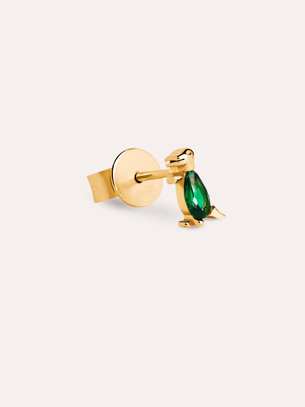 singularu Pendiente Suelto Dino T Rex Green Plata Baño Oro Descuento por venta flash