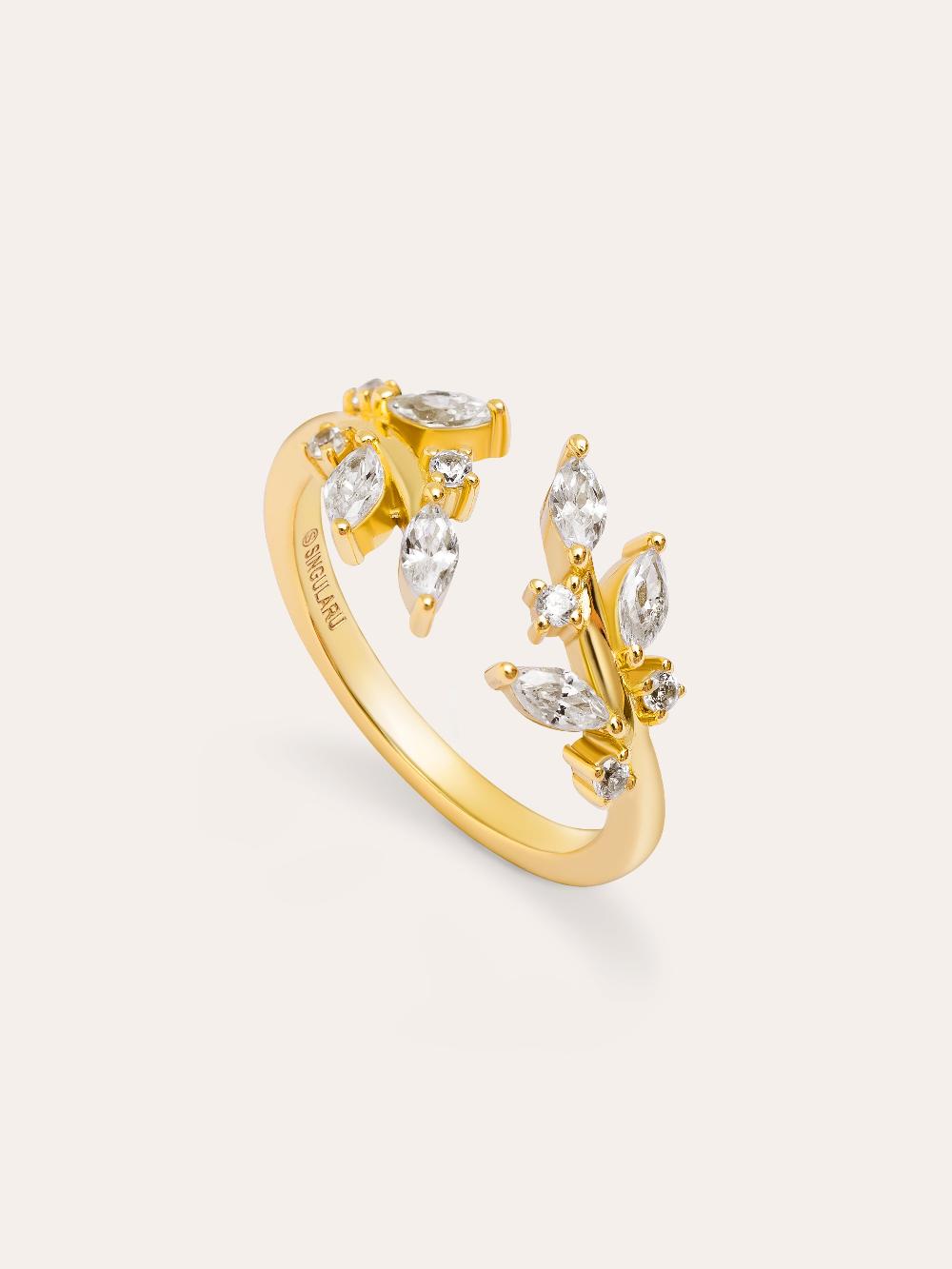 singularu Anillo Buganvilla White Plata Baño Oro Outlet