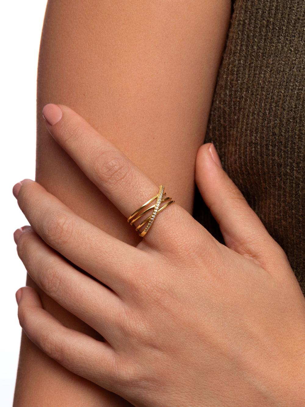 singularu Anillo Comete Plata Baño Oro Outlet online