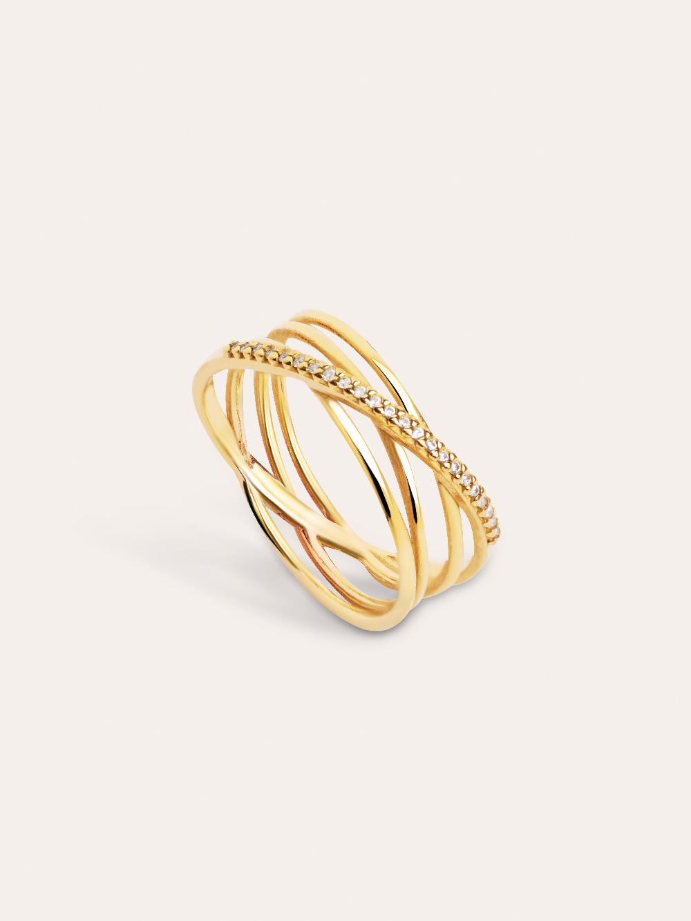 singularu Anillo Comete Plata Baño Oro Outlet online