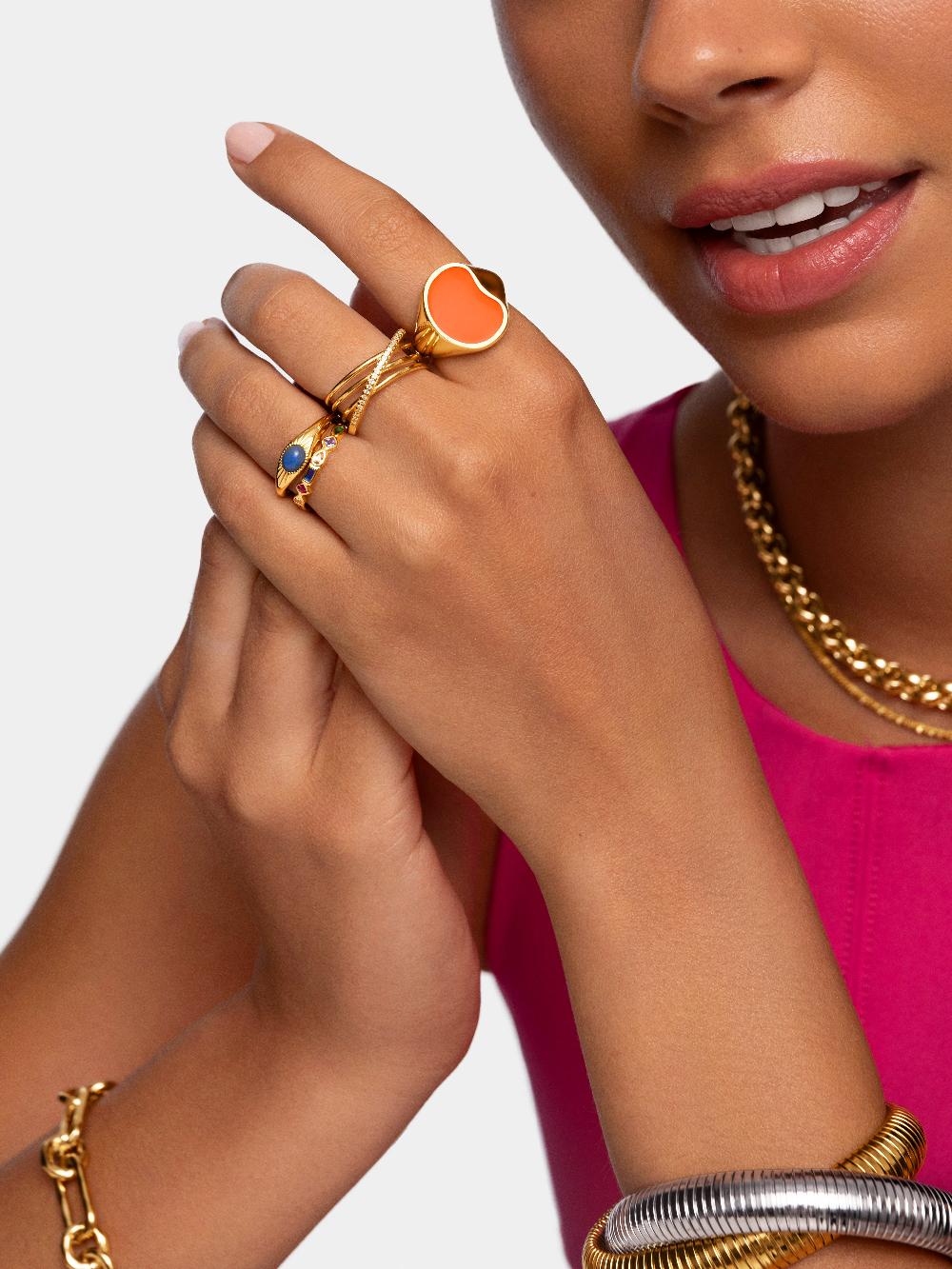 singularu Anillo Comete Plata Baño Oro Outlet online