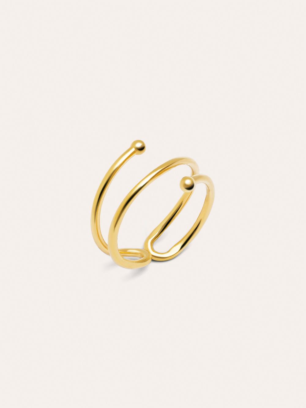 singularu Anillo Double Dot Plata Baño Oro Rebajas