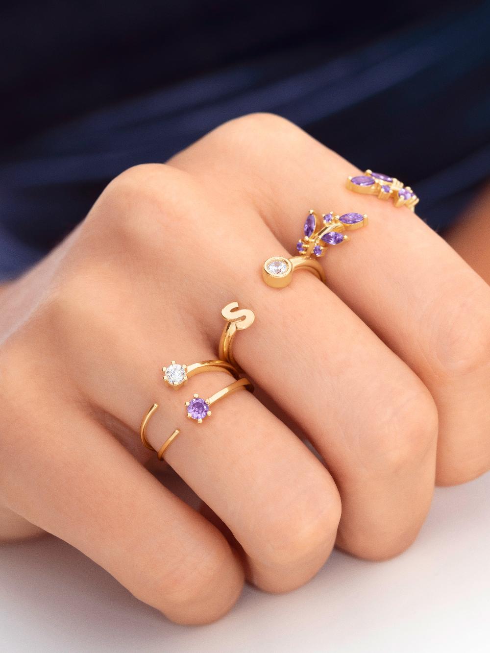 singularu Anillo Sophie Lavande Plata Baño Oro Venta caliente