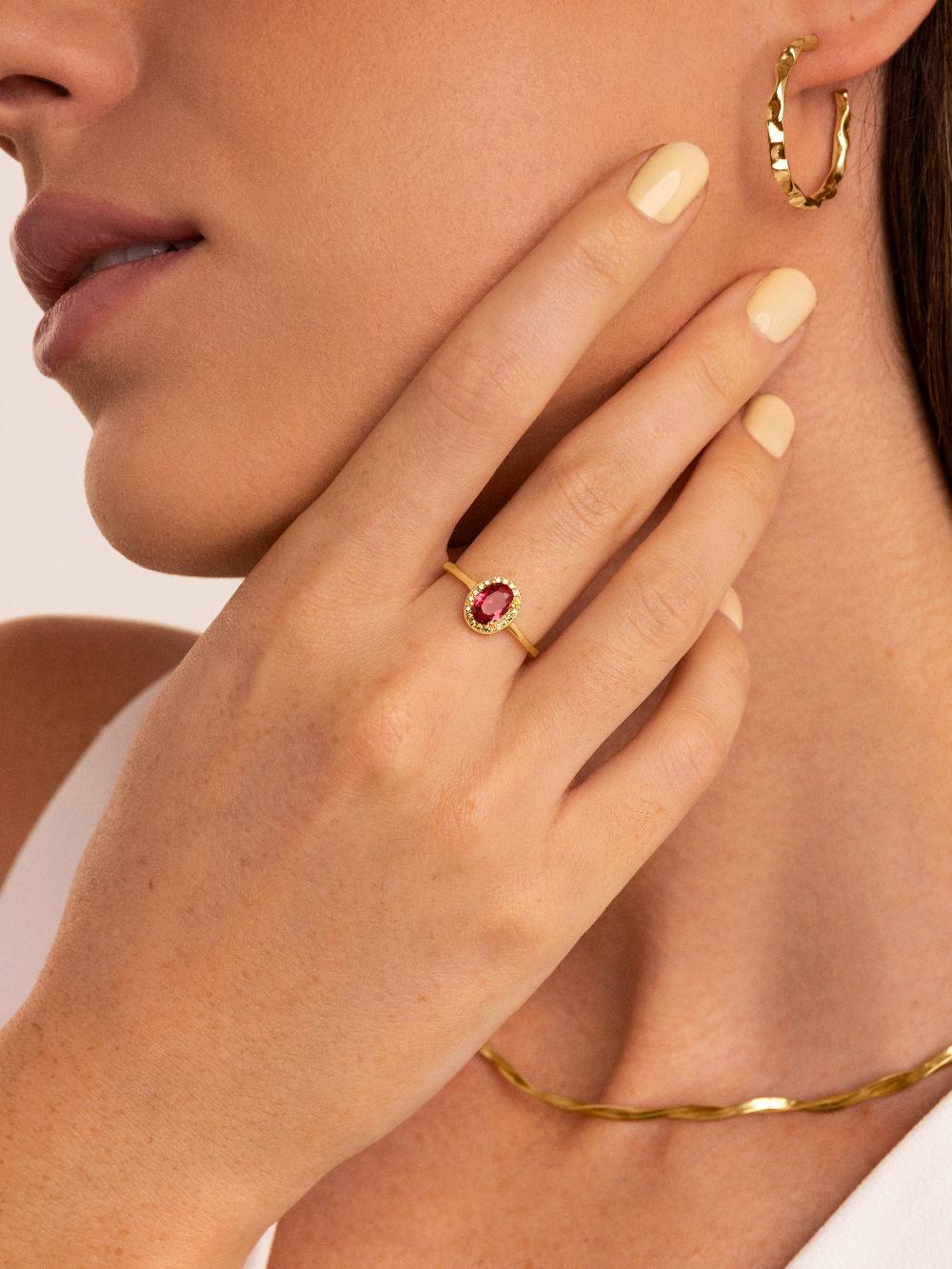 singularu Anillo Strawberry Colors Plata Baño Oro Gran oferta