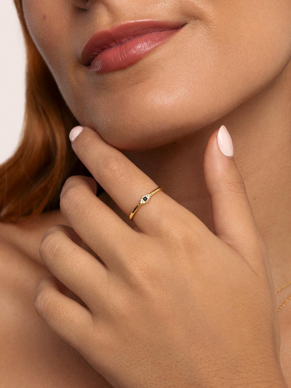 singularu Anillo Ojo de Horus Plata Baño Oro Rebajas baratas