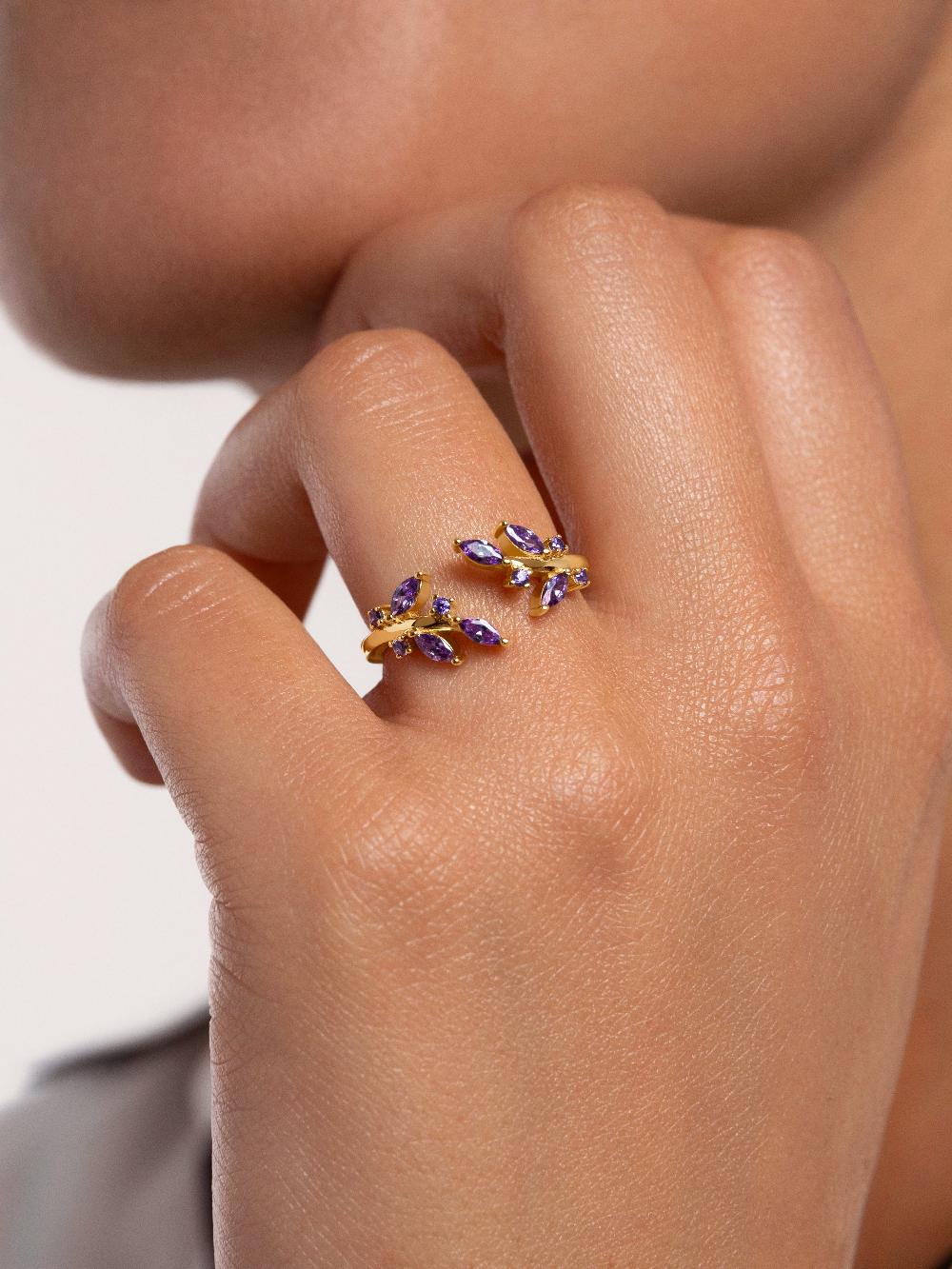 singularu Anillo Buganvilla Plata Baño Oro Los más vendidos