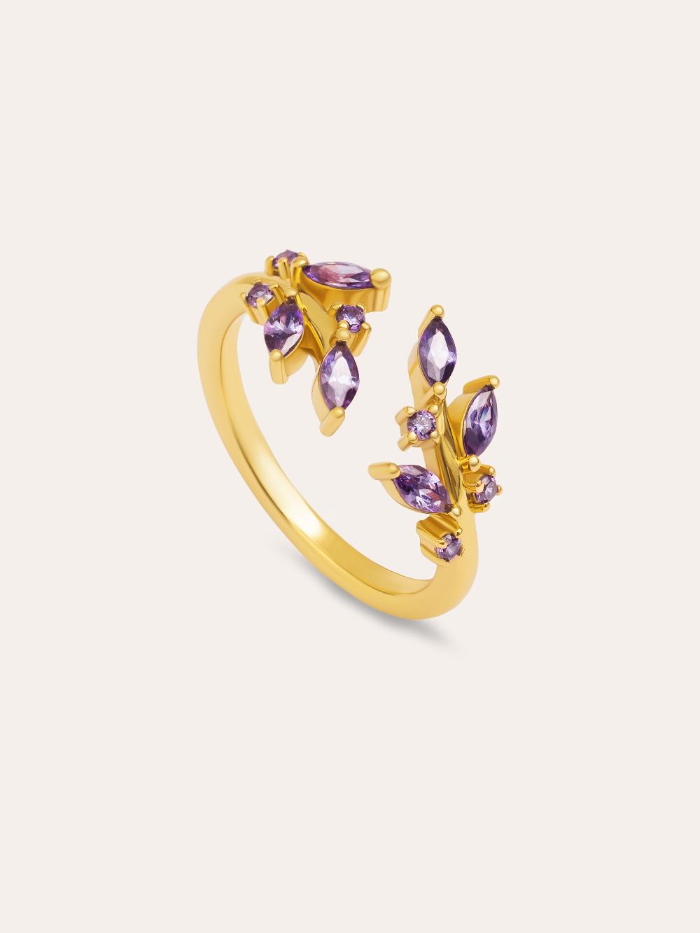 singularu Anillo Buganvilla Plata Baño Oro Los más vendidos