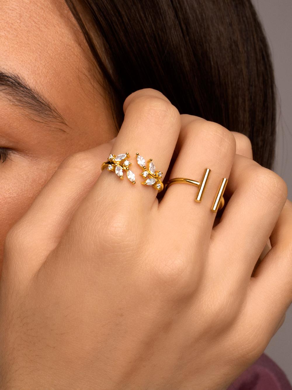 singularu Anillo Sticks Plata Baño Oro Descuento