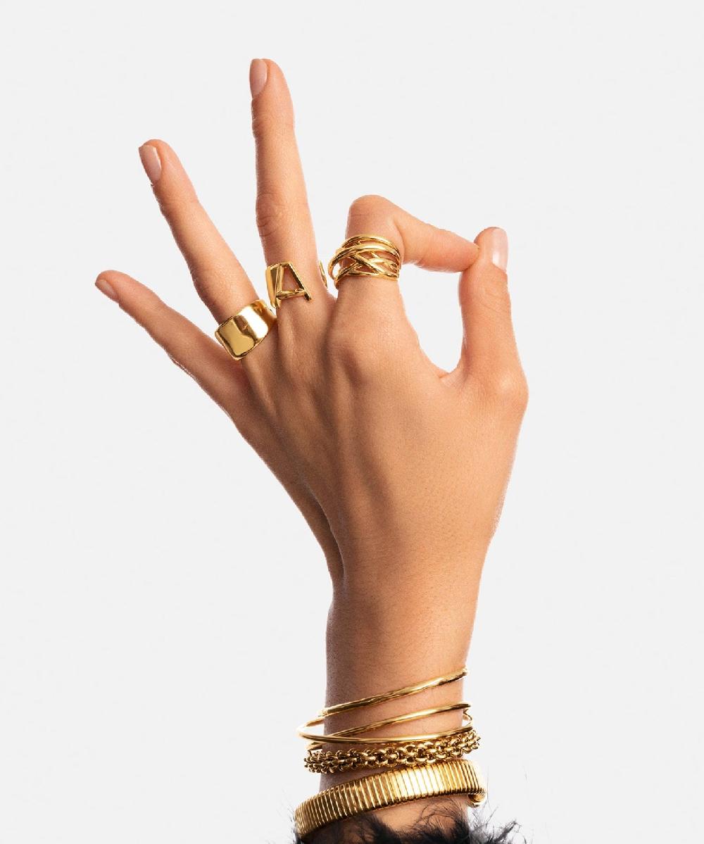 singularu Anillo Triple Cross Baño Oro Último día