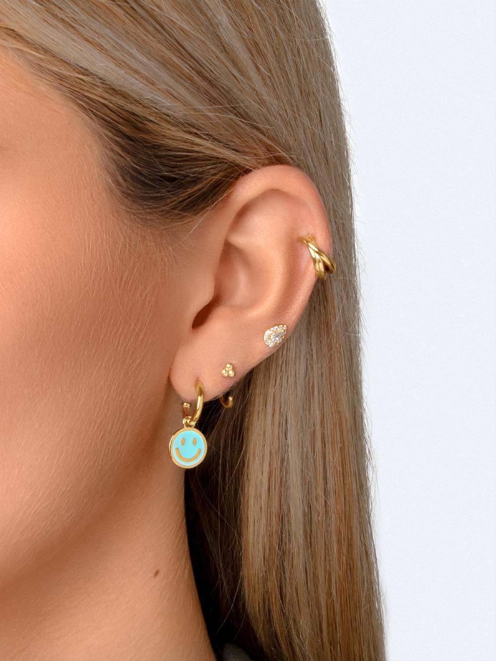 singularu Pendientes Aro Smiley Sky Enamel Baño Oro Libre de impuestos