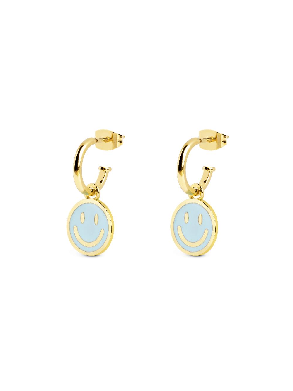 singularu Pendientes Aro Smiley Sky Enamel Baño Oro Libre de impuestos