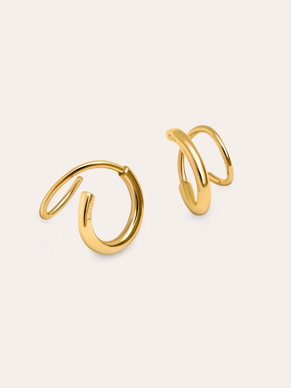 singularu Pendientes Gota Spiral Plata Baño Oro Última moda