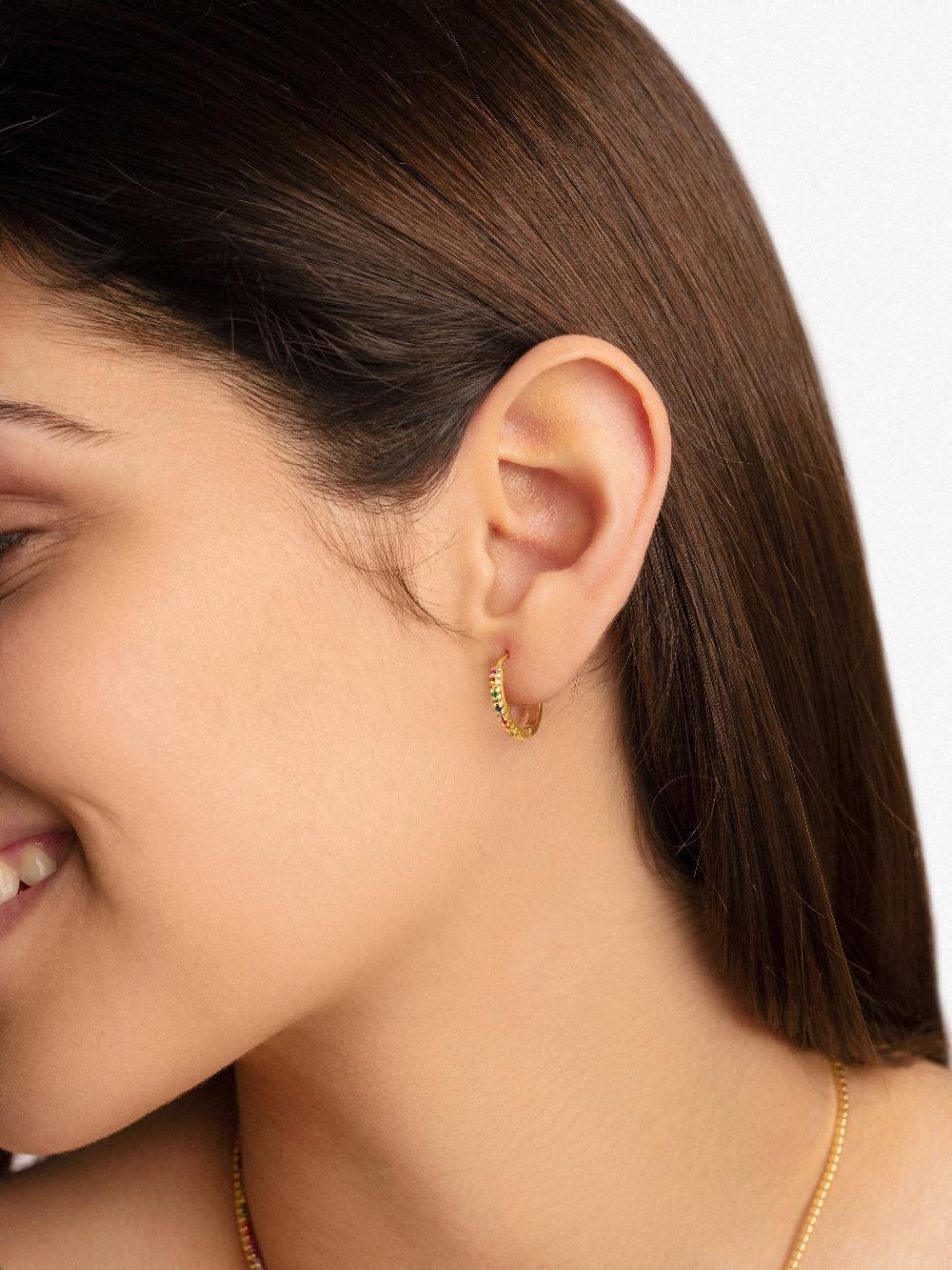 singularu Pendientes Aro L Colors Plata Baño Oro Descuento por venta flash