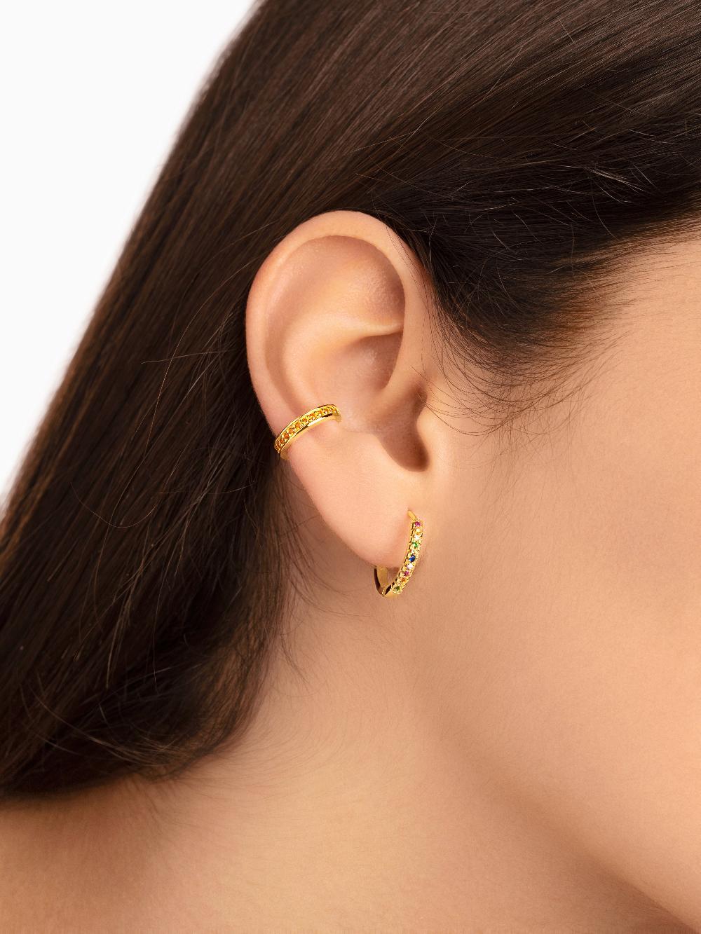 singularu Pendientes Aro L Colors Plata Baño Oro Descuento por venta flash
