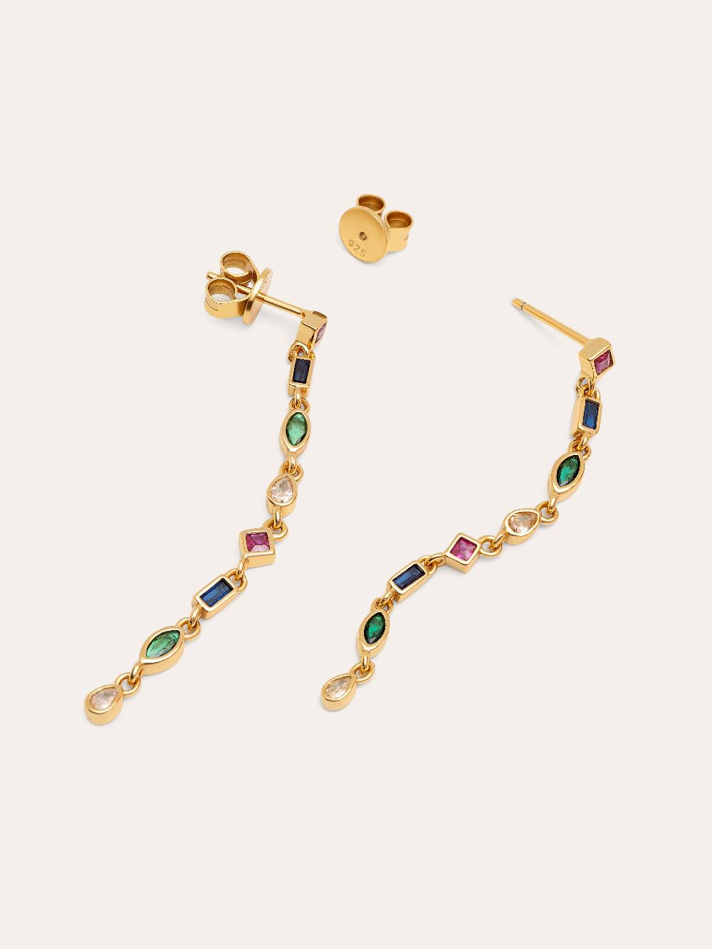 singularu Pendientes Cascade Colors Plata Baño Oro Ofertas de temporada