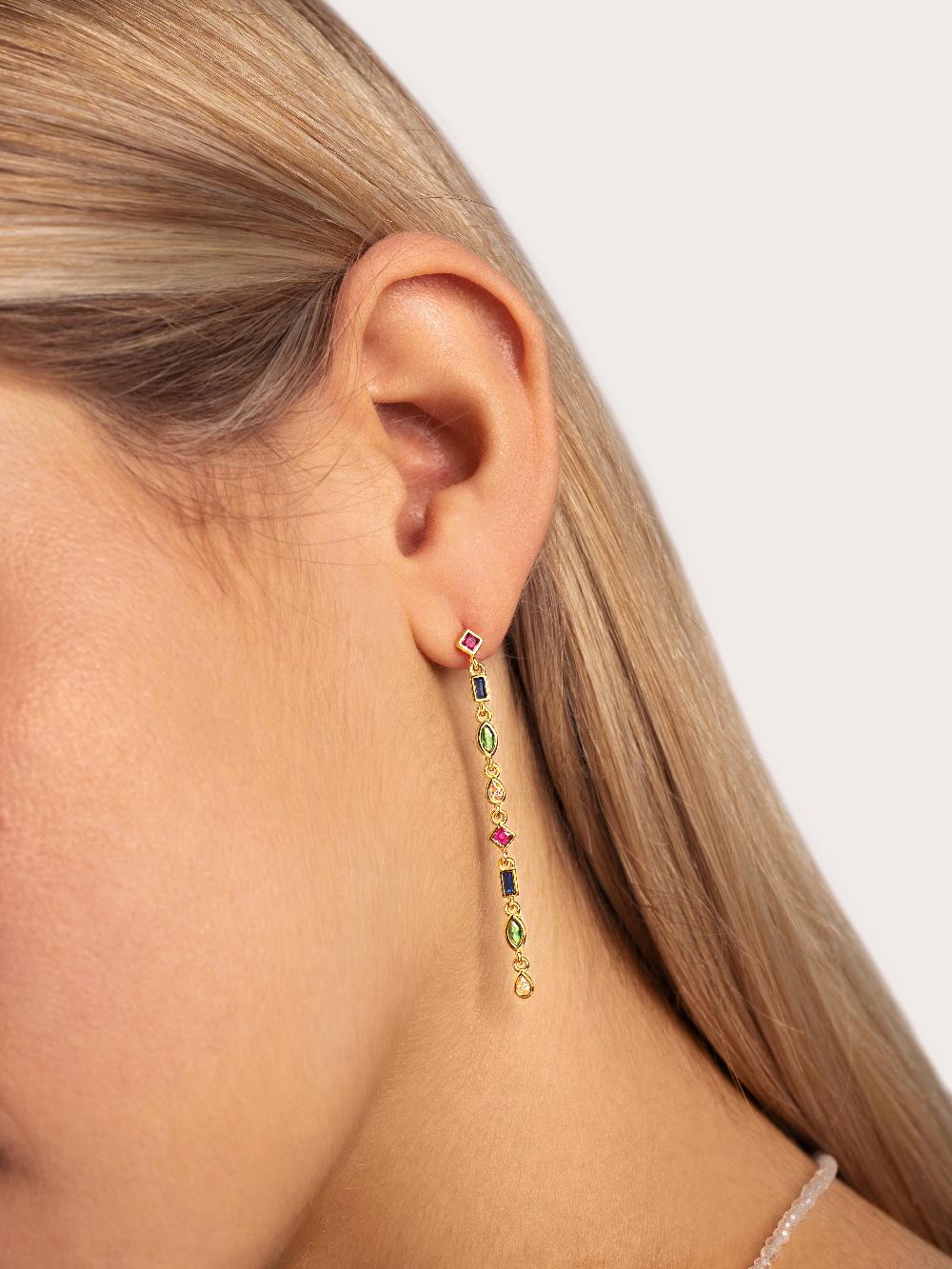 singularu Pendientes Cascade Colors Plata Baño Oro Ofertas de temporada