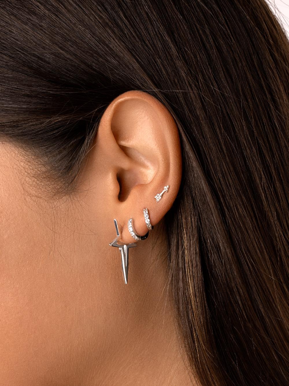 singularu Pendientes Star Punk Plata Ofertas especiales