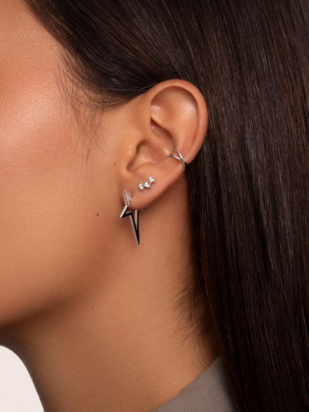 singularu Pendiente Suelto Ear Cuff Cross Plata Outlet