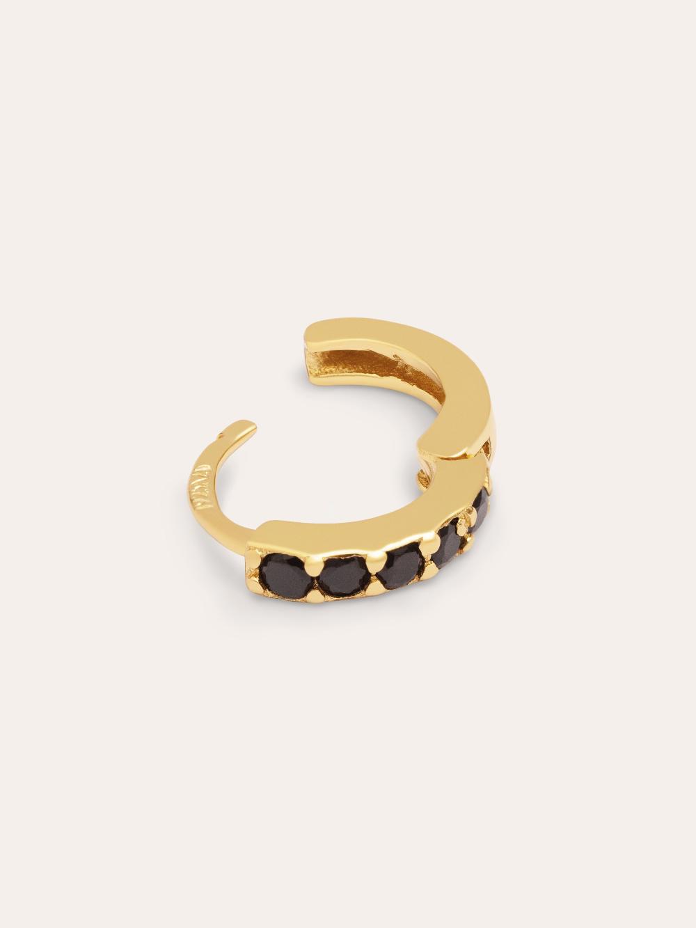 singularu Pendiente Suelto Aro Cleo M Black Plata Baño Oro Outlet online