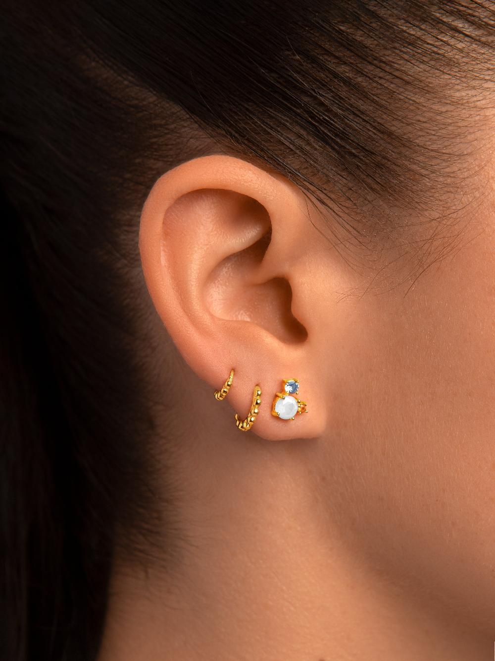 singularu Pendiente Suelto Pebbles XS Plata Baño Oro En oferta