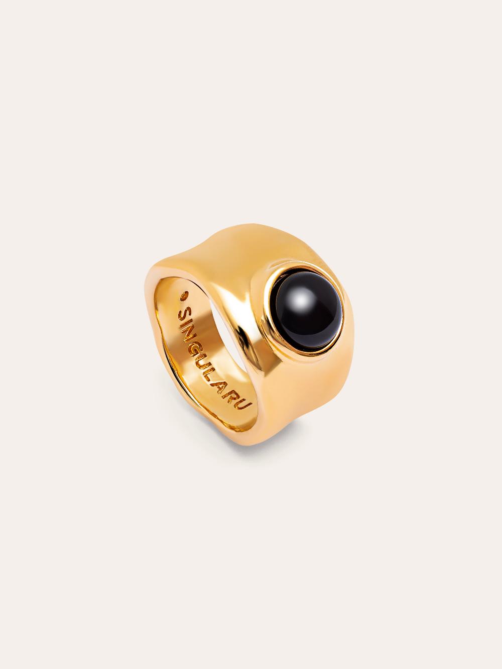 singularu Anillo My Onyx Baño Oro Ventas relámpago