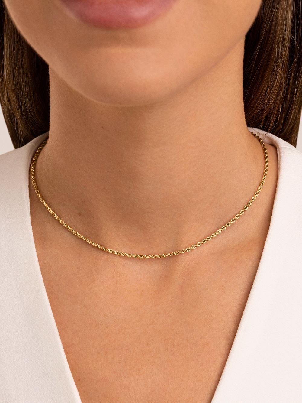 singularu Collar Cord Acero Baño Oro Promoción trimestral