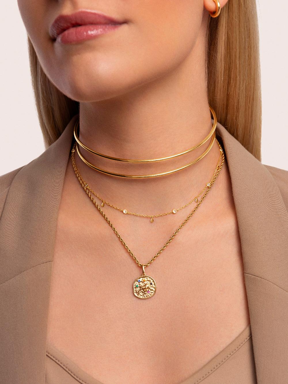 singularu Collar Cord Acero Baño Oro Promoción trimestral