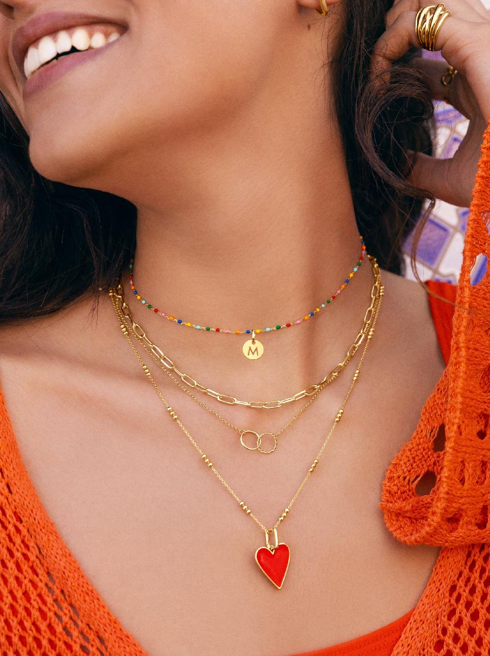 singularu Collar Personalizado Colors Enamel Letter Plata Baño Oro Envío internacional gratuito