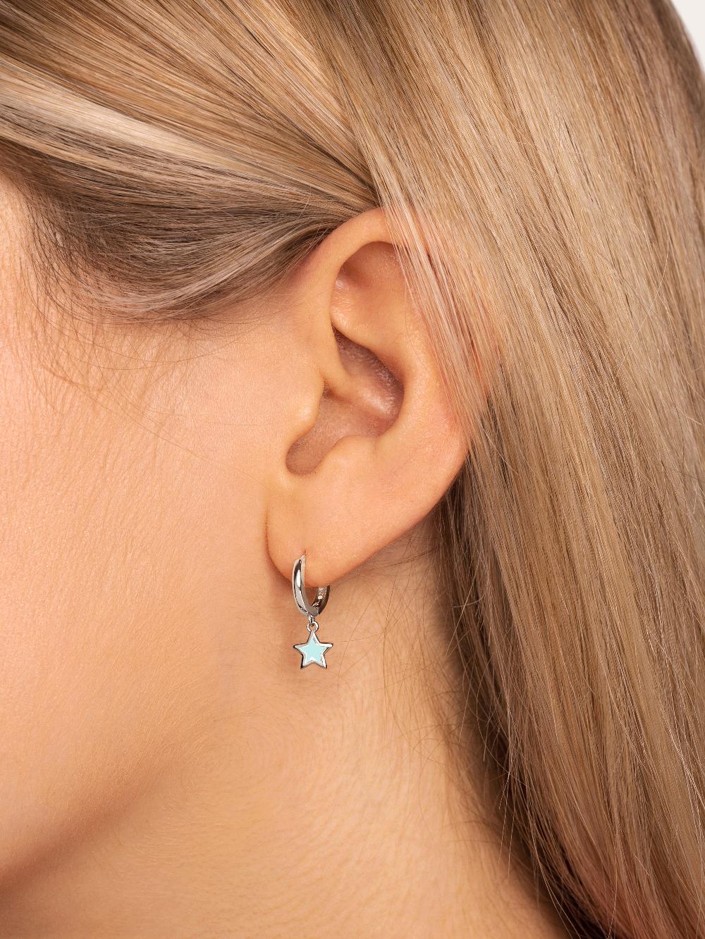 singularu Pendientes Aro Star Sky Enamel Plata Descuentos del mes