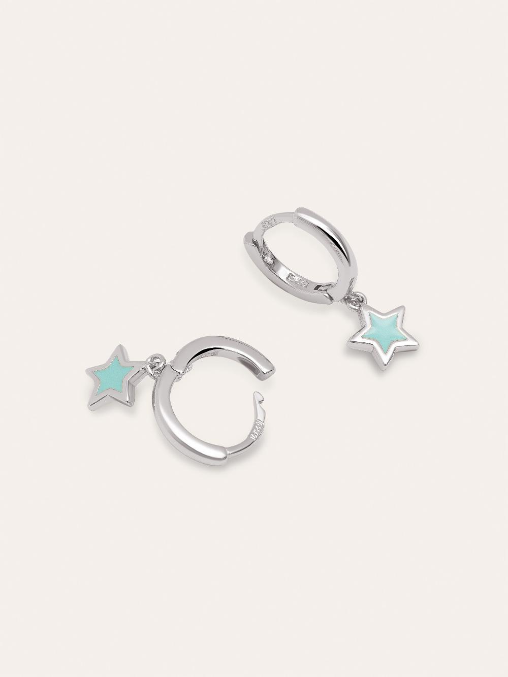 singularu Pendientes Aro Star Sky Enamel Plata Descuentos del mes