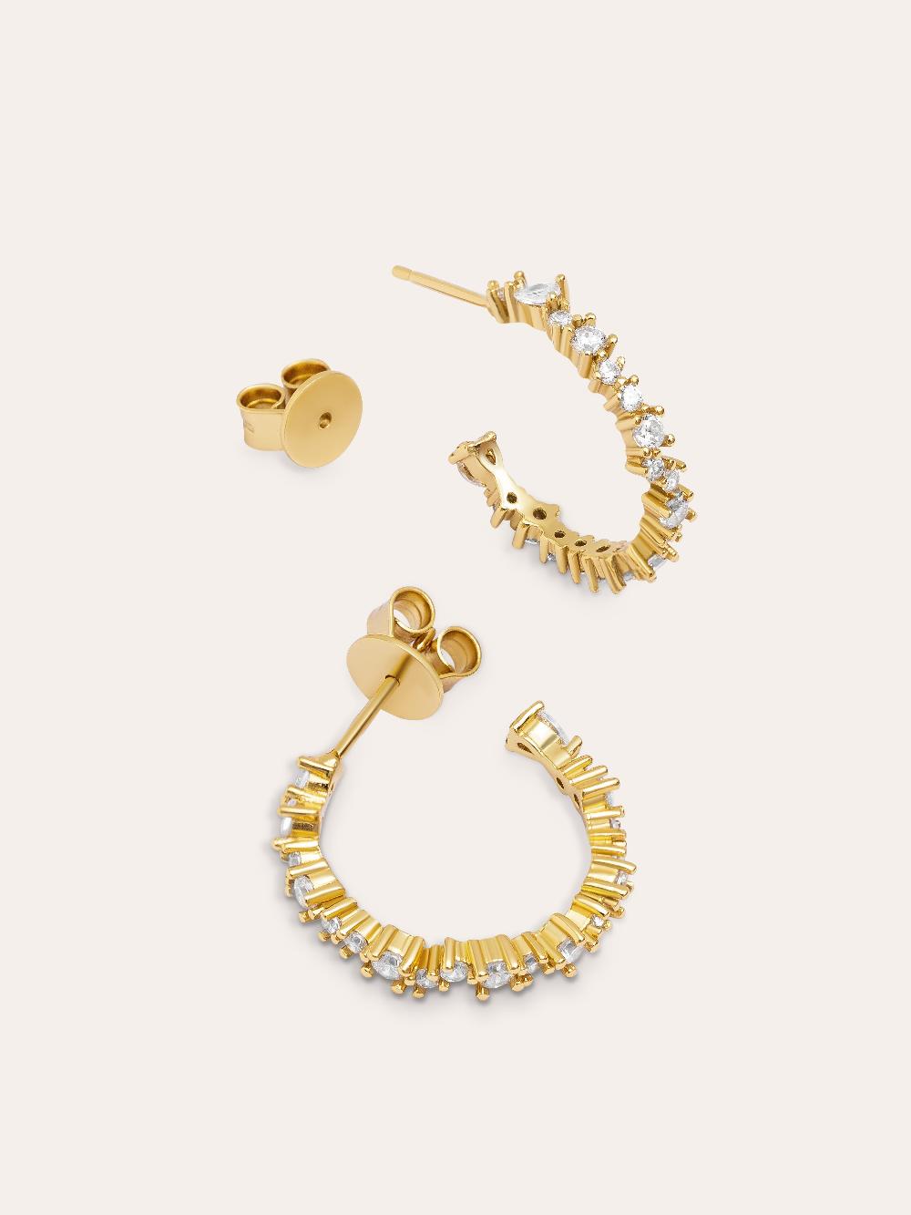 singularu Pendientes Aro Estellar White Plata Baño Oro Oferta exclusiva