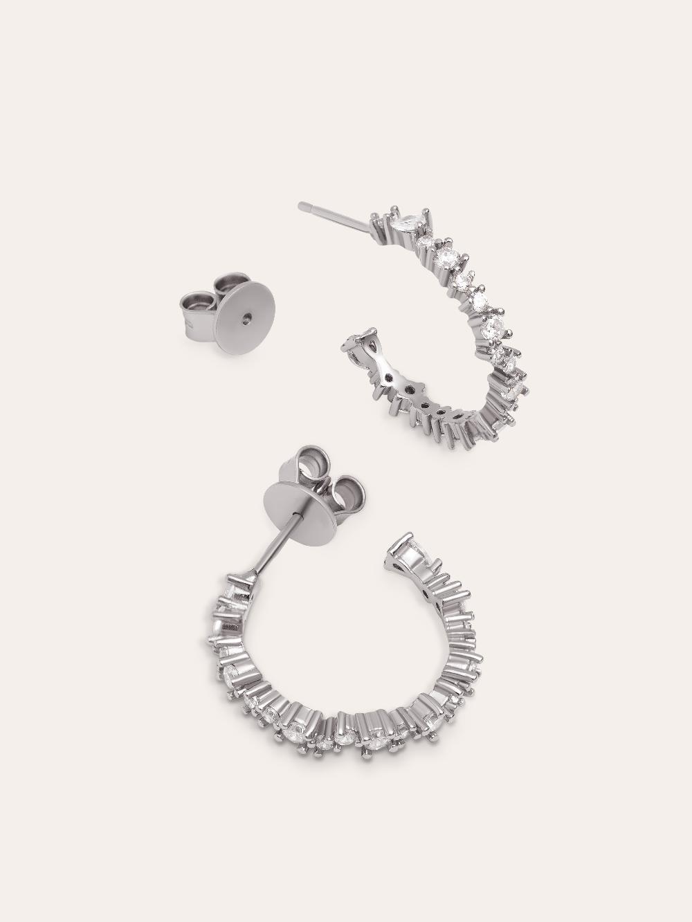 singularu Pendientes Aro Estellar White Plata Última moda
